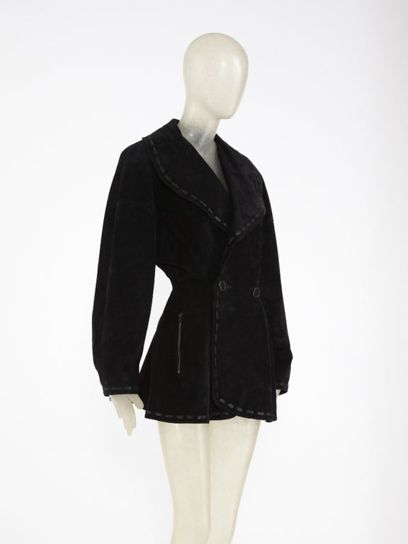 ALAIA Black Suede jacket For Sale at 1stDibs