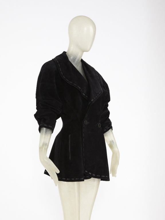 ALAIA Black Suede jacket In Excellent Condition For Sale In New York, NY