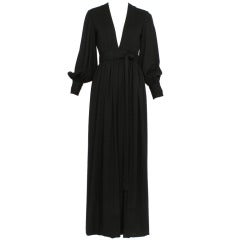 Vintage NORELL-TASSELL Black 1970s Blouson Sleeve Maxi Dress