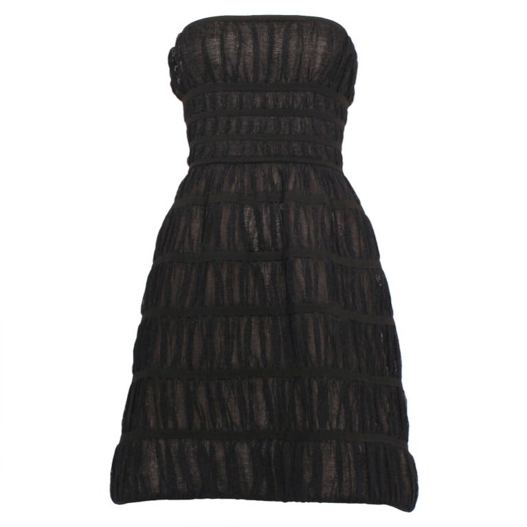 ALAIA Black Strapless Silk Dress For Sale