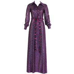 Vintage CHRISTIAN DIOR Purple Metallic 1970s Dress #2774401807
