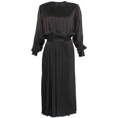 KRIZIA Black Satin Pleated Dress