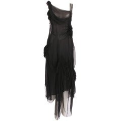 Vintage Alberta Ferretti Deconstructed Black Chiffon Dress