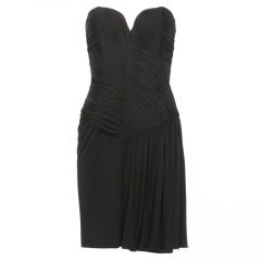VICKY TIEL Ruched Black Silk Dress