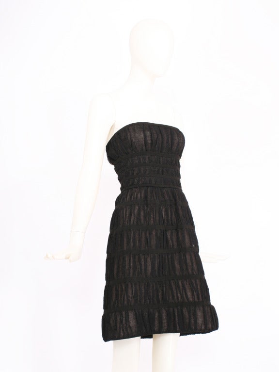 ALAIA - Robe sans bretelles en soie noire