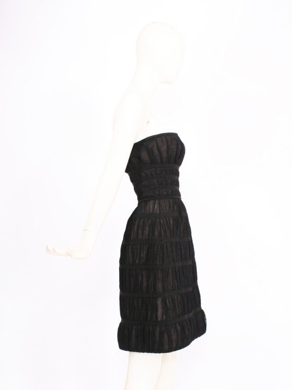 ALAIA Black Strapless Silk Dress In New Condition For Sale In New York, NY