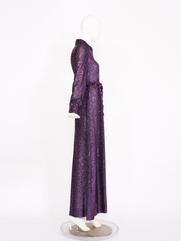 CHRISTIAN DIOR Purple Metallic 1970s Dress #2774401807 In Excellent Condition For Sale In New York, NY