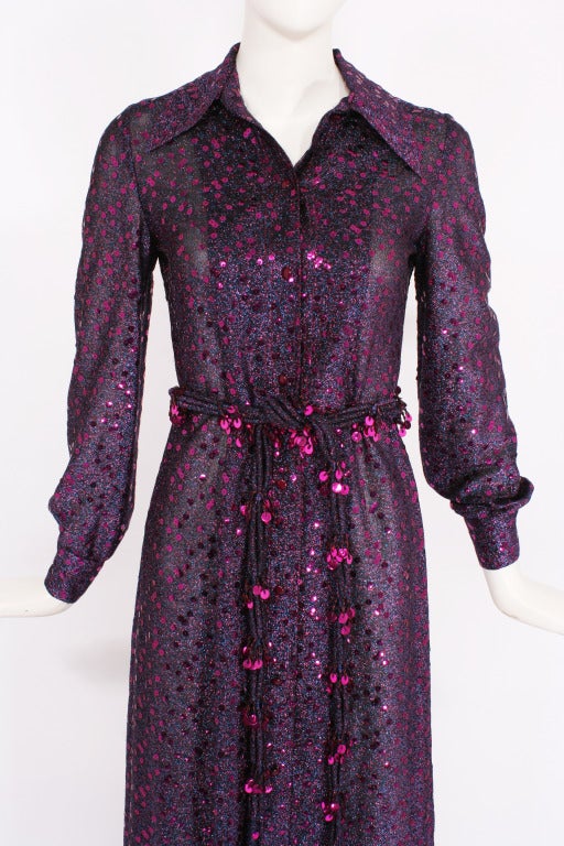 CHRISTIAN DIOR Purple Metallic 1970s Dress #2774401807 For Sale 1