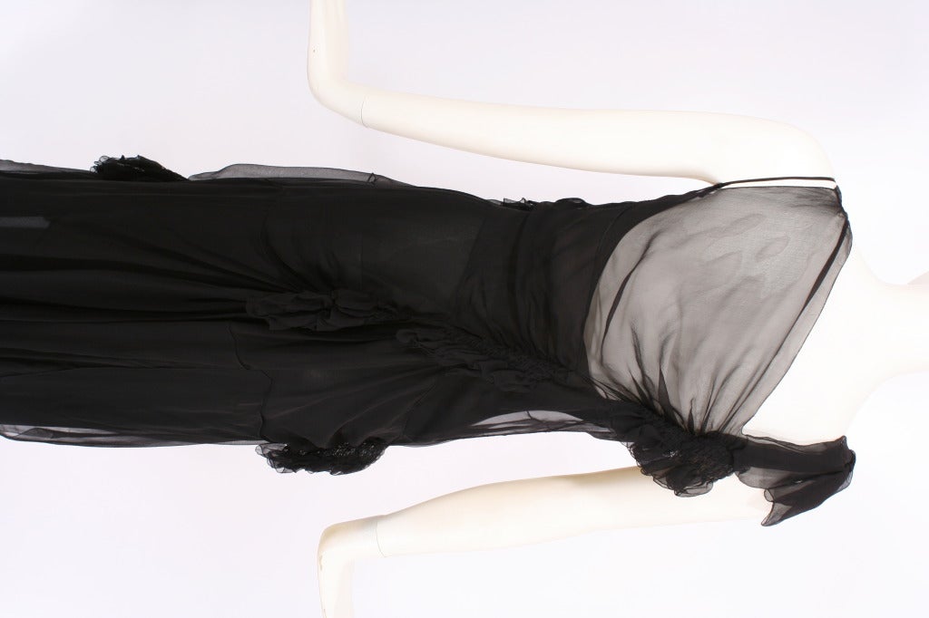 Women's Alberta Ferretti Deconstructed Black Chiffon Dress For Sale