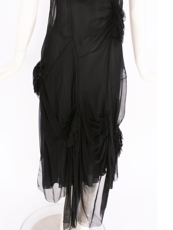 Alberta Ferretti Deconstructed Black Chiffon Dress For Sale 3