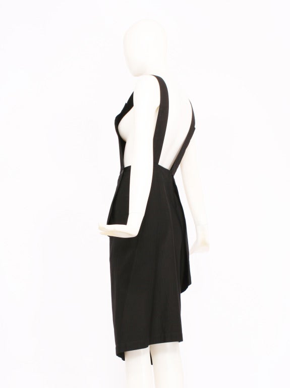 YOHJI YAMAMOTO black avant-garde pinafore dress In Excellent Condition In New York, NY