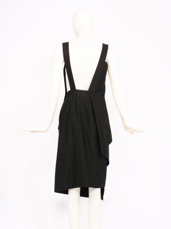 Women's YOHJI YAMAMOTO black avant-garde pinafore dress