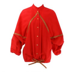 Roberta Di Camerino Red Leather Detail Jacket