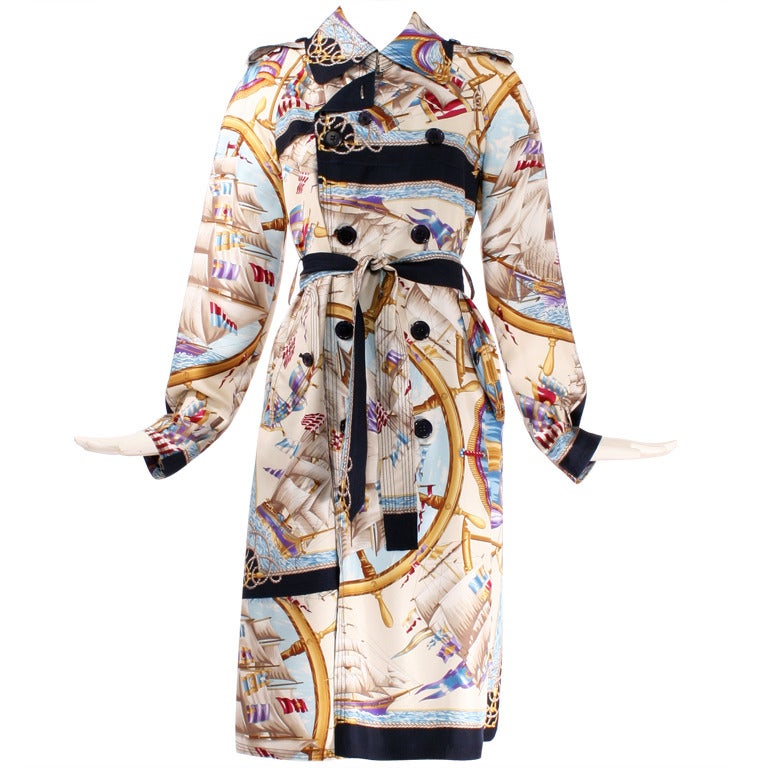 TAO / Comme des Garcons Nautical Silk Trench Coat For Sale