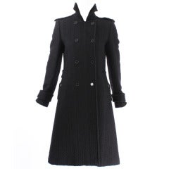 Dolce and Gabbana Black Textured Wool Coat