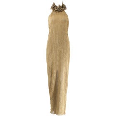 Vintage Ralph Lauren Collection Open Back Gold Gown with Wrap