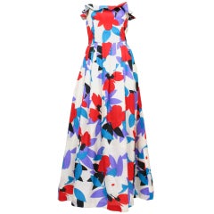 GUY LAROCHE Strapless Floral Gown