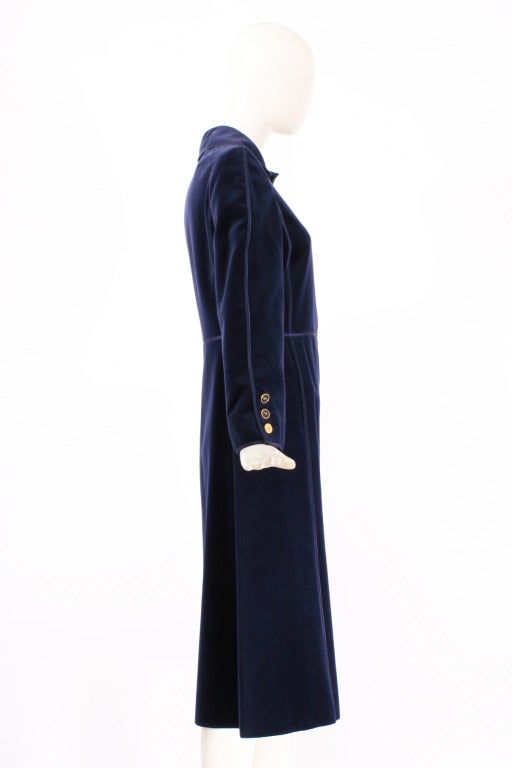 Women's Louis Feraud Sapphire Blue Silk Velvet Coat For Sale