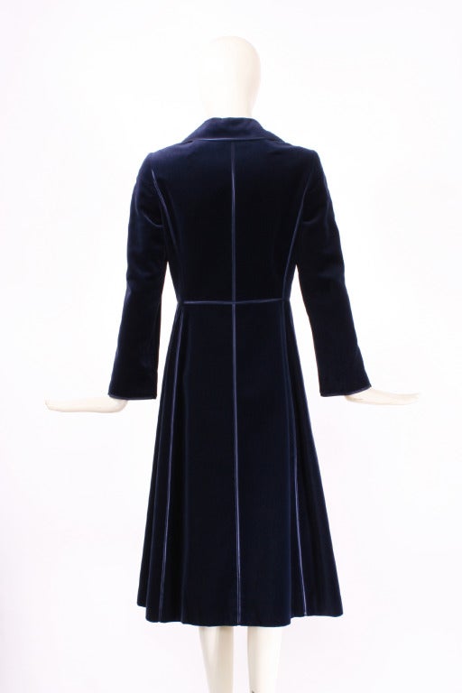 Louis Feraud Sapphire Blue Silk Velvet Coat For Sale 1