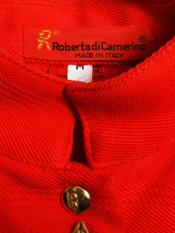 Roberta Di Camerino Red Leather Detail Jacket For Sale 2