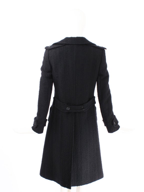 Women's Dolce and Gabbana Black Textured Wool Coat For Sale