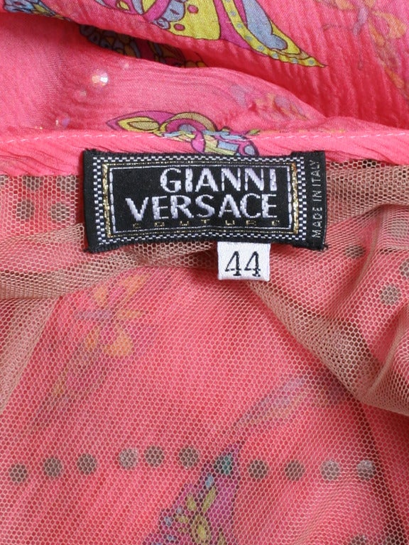 Gianni Versace Couture Pink Chiffon Butterfly Dress For Sale 2