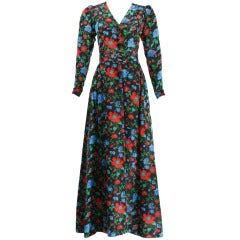 Yves Saint Laurent Haute Couture 1970s Floral Dress #30268