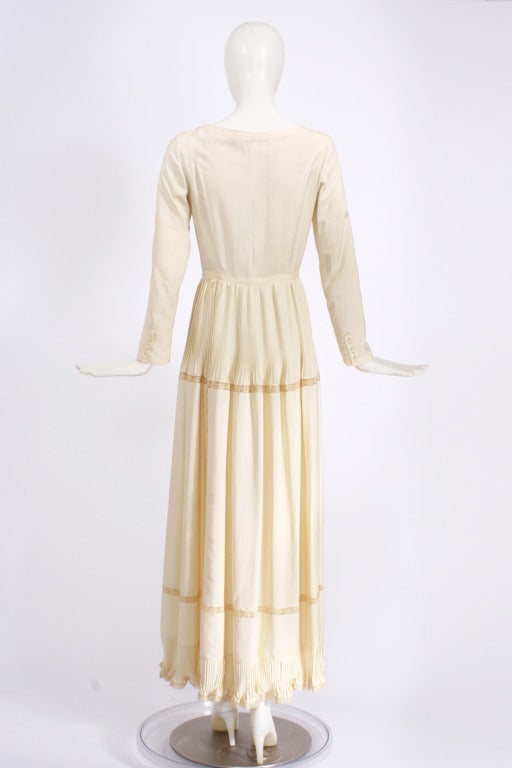 Louis Feraud Haute Couture Cream 1970s Peasant Dress 2