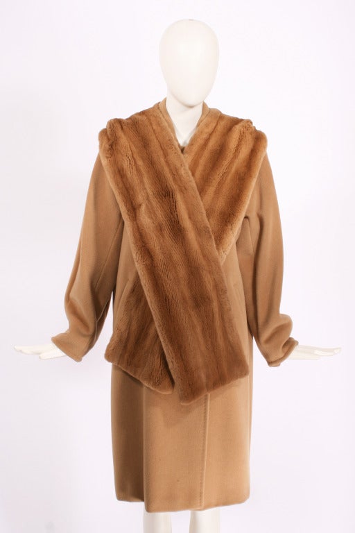 MAXMARA Camel Wool Coat with Hood In Excellent Condition In New York, NY