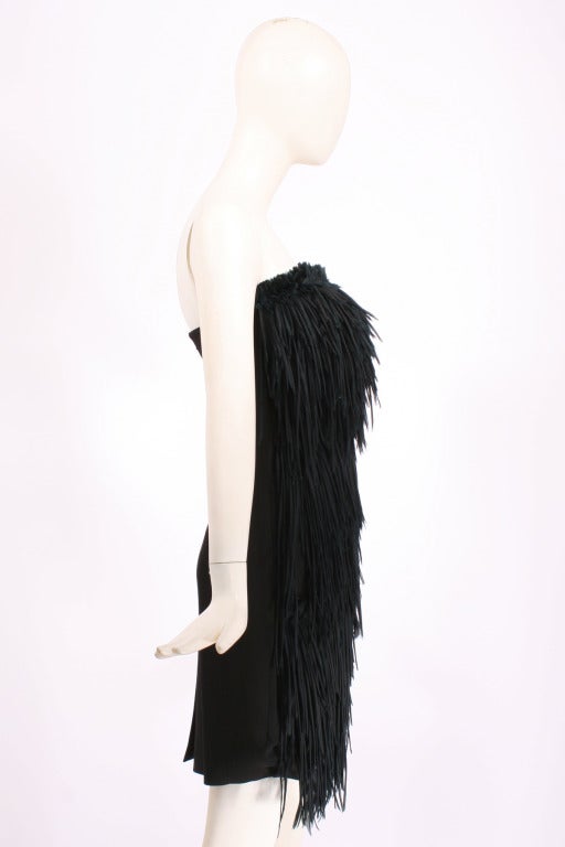 Brioni Black Fringe Dress In Excellent Condition For Sale In New York, NY