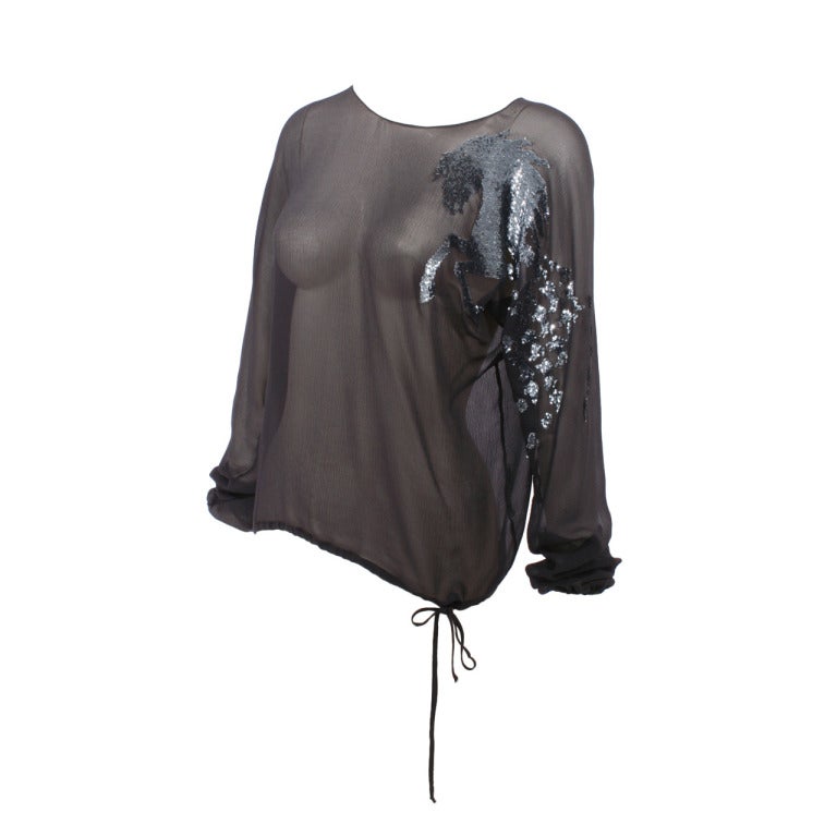 Iconic 2001 Chloe by Stella McCartney "Wild Horses" Collection Sequins Top For Sale