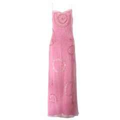 Badgley Mischka Pink Beaded and Sequins Gown