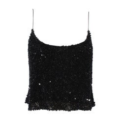 Badgley Mischka Hexagonal Black Sequins Top