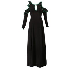 Ossie Clark 1970s Open Shoulder Dress