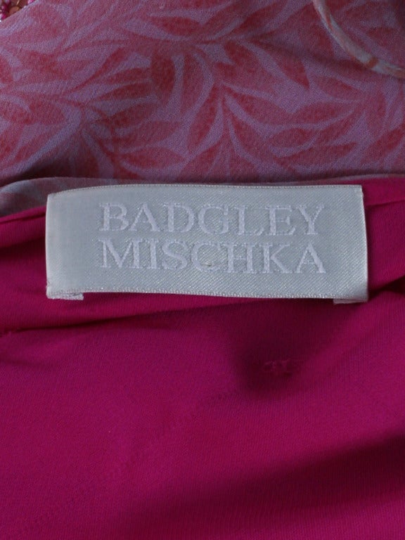 Badgley Mischka Pink Beaded and Sequins Gown For Sale 3
