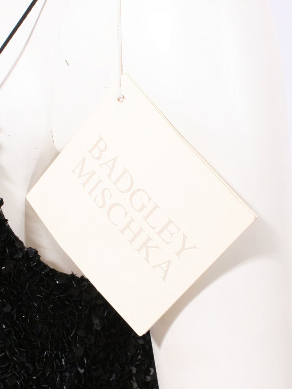 Badgley Mischka Hexagonal Black Sequins Top For Sale 3