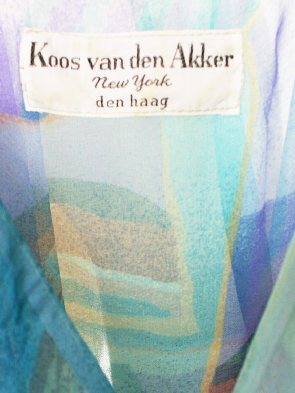 Early Koos Van Den Akker Blue 1970's Peasant Dress 3