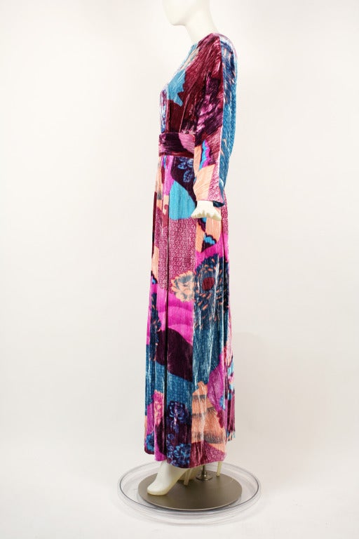Hanae Mori 1970's Pink, Blue and Purple Gown- Never Worn In New Condition For Sale In New York, NY