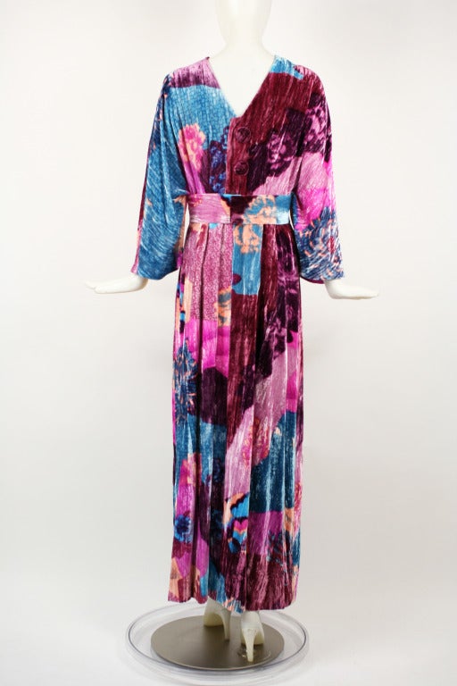Women's Hanae Mori 1970's Pink, Blue and Purple Gown- Never Worn For Sale