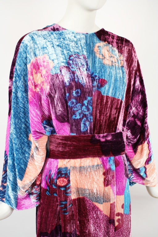 Hanae Mori 1970's Pink, Blue and Purple Gown- Never Worn For Sale 1