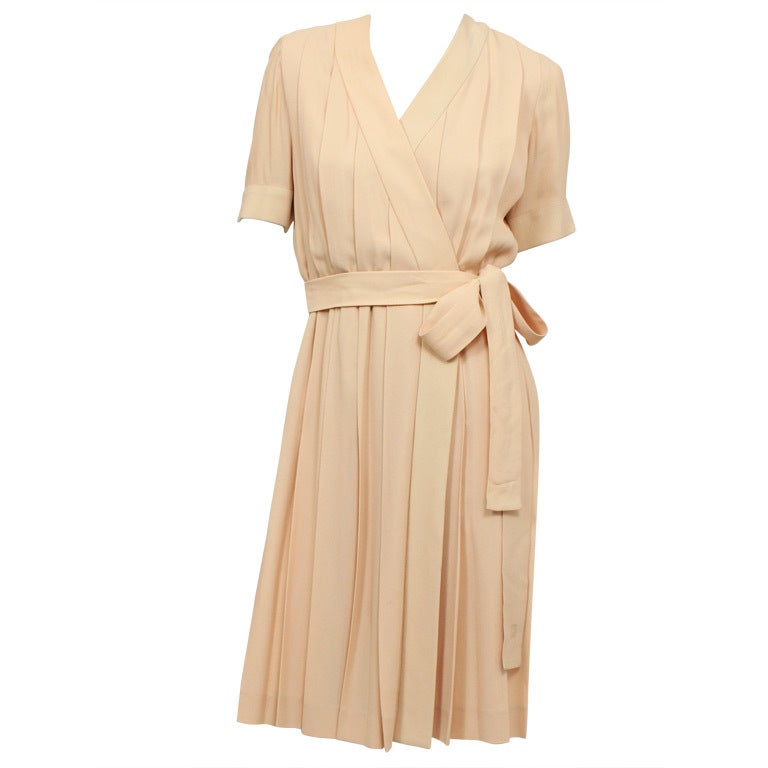 GIVENCHY COUTURE Pleated Silk Wrap Dress For Sale at 1stDibs