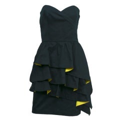 GUY LAROCHE Black Strapless Tiered Dress