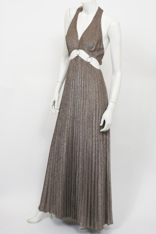 Women's HALSTON Metallic Cut-Out Maxi Dress