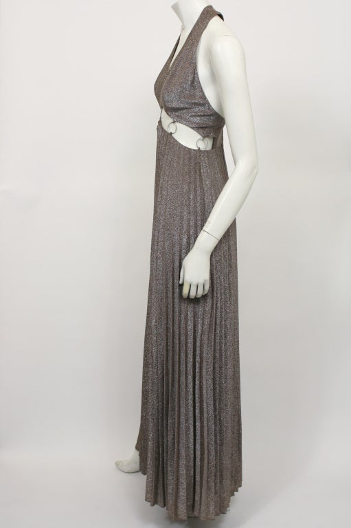 HALSTON Metallic Cut-Out Maxi Dress 1