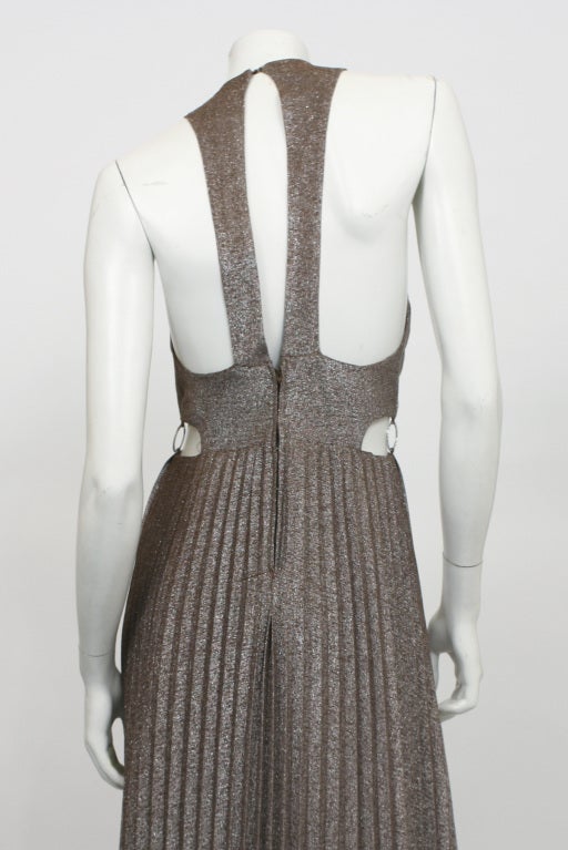 HALSTON Metallic Cut-Out Maxi Dress 2