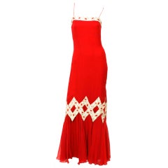 STAVROPOULOS Red Chiffon Gown