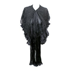 Antique Victorian Lace, Jet and Silk Cape