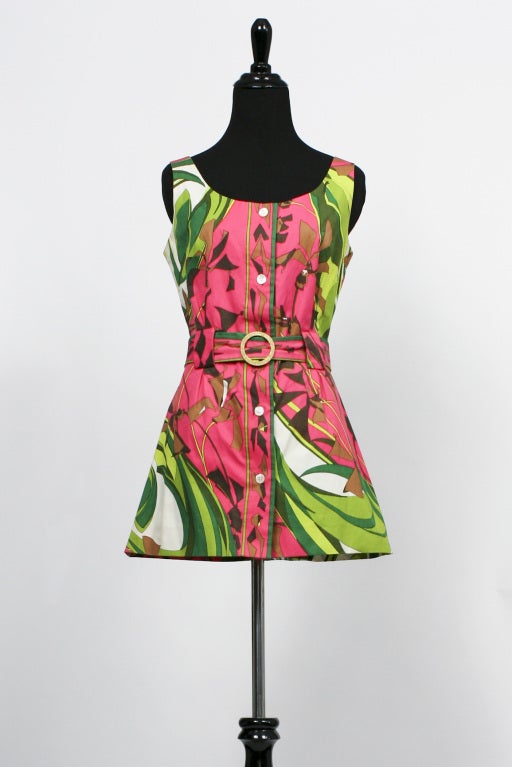 1960's PUCCI Swimsuit Set Dress. 3-Piece Set. Buttons down the front.  Ties at waist. very good condition.

Store Location:

DEVORADO
436 E.9th St.
NYC, NY 10009
Store Hours: Mon-Sat 12-7pm, Sun 1-7pm