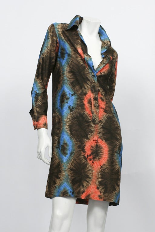 LANVIN Batik Print Dress In Excellent Condition For Sale In New York, NY