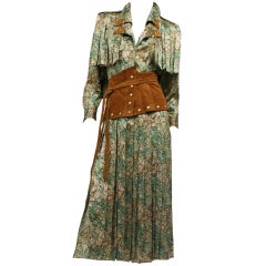 Vintage LINA LEE suede and silk dress